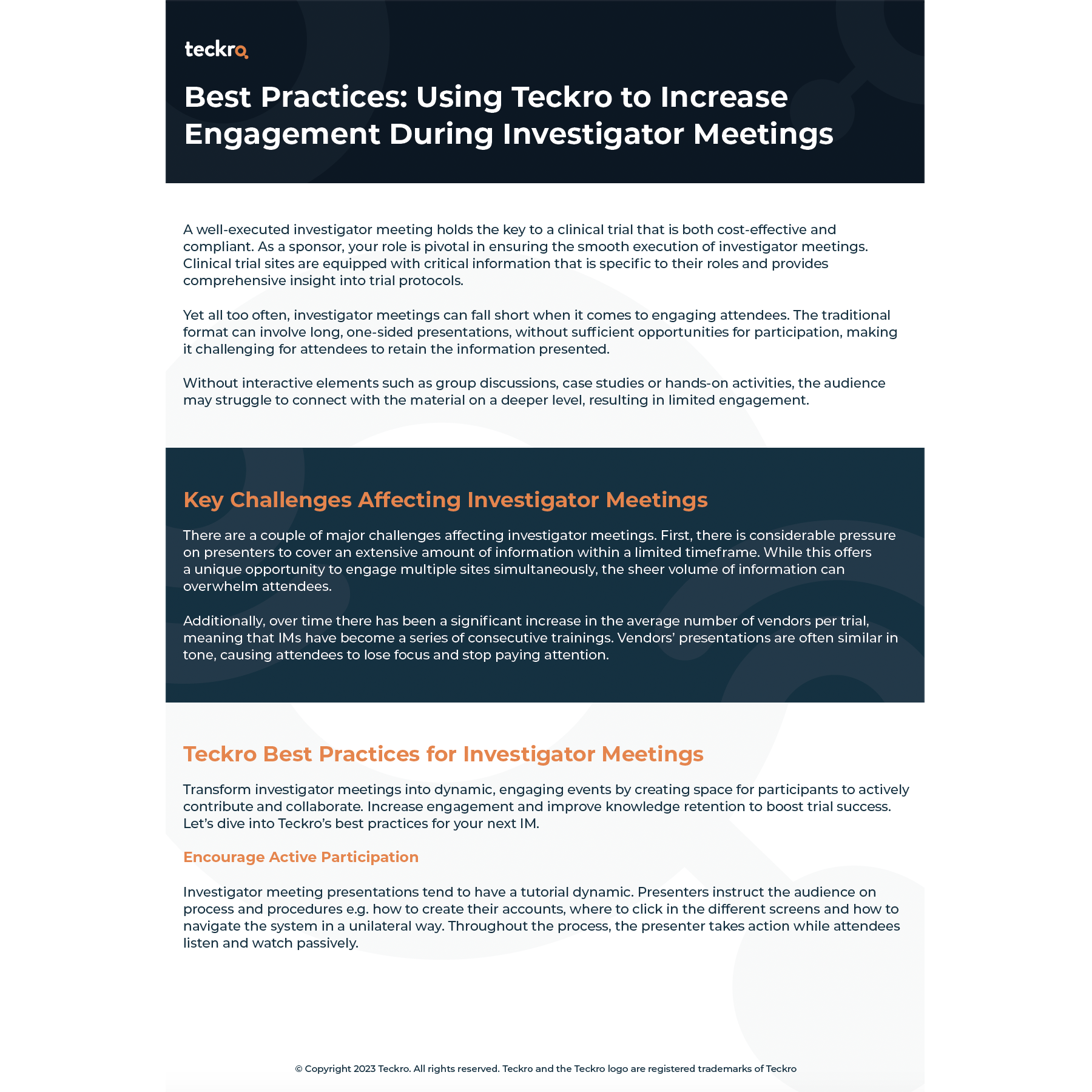 Using Teckro to Increase Engagement During Investigator Meetings cover